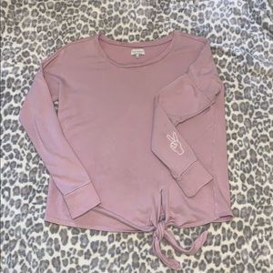 Lucky Brand 🍀 tie knot sweater with peace ✌️ sign